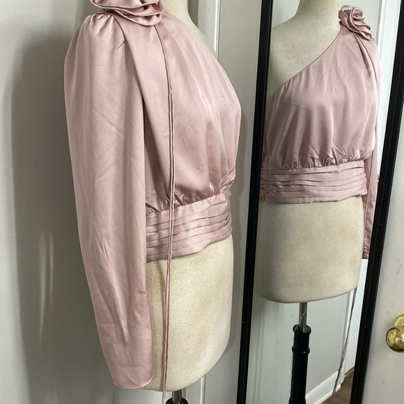 ASTR THE LABEL CARMELITA ONE SHOULDER BLOUSE SZ LARGE PALE PINK - Picture 7 of 12
